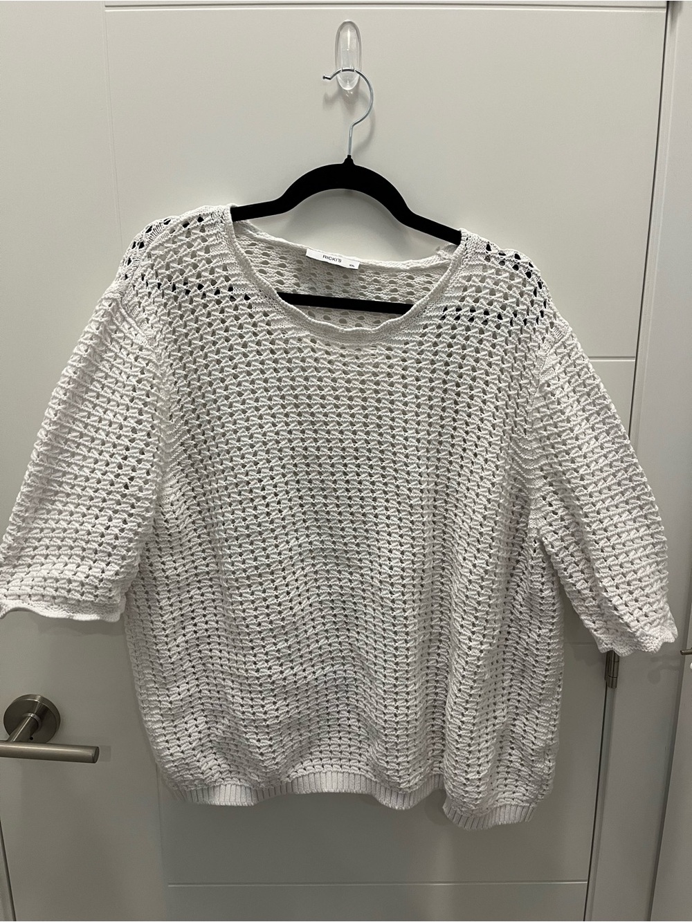 Ricki's White Open-Knit Scoop Neck Sweater XXL